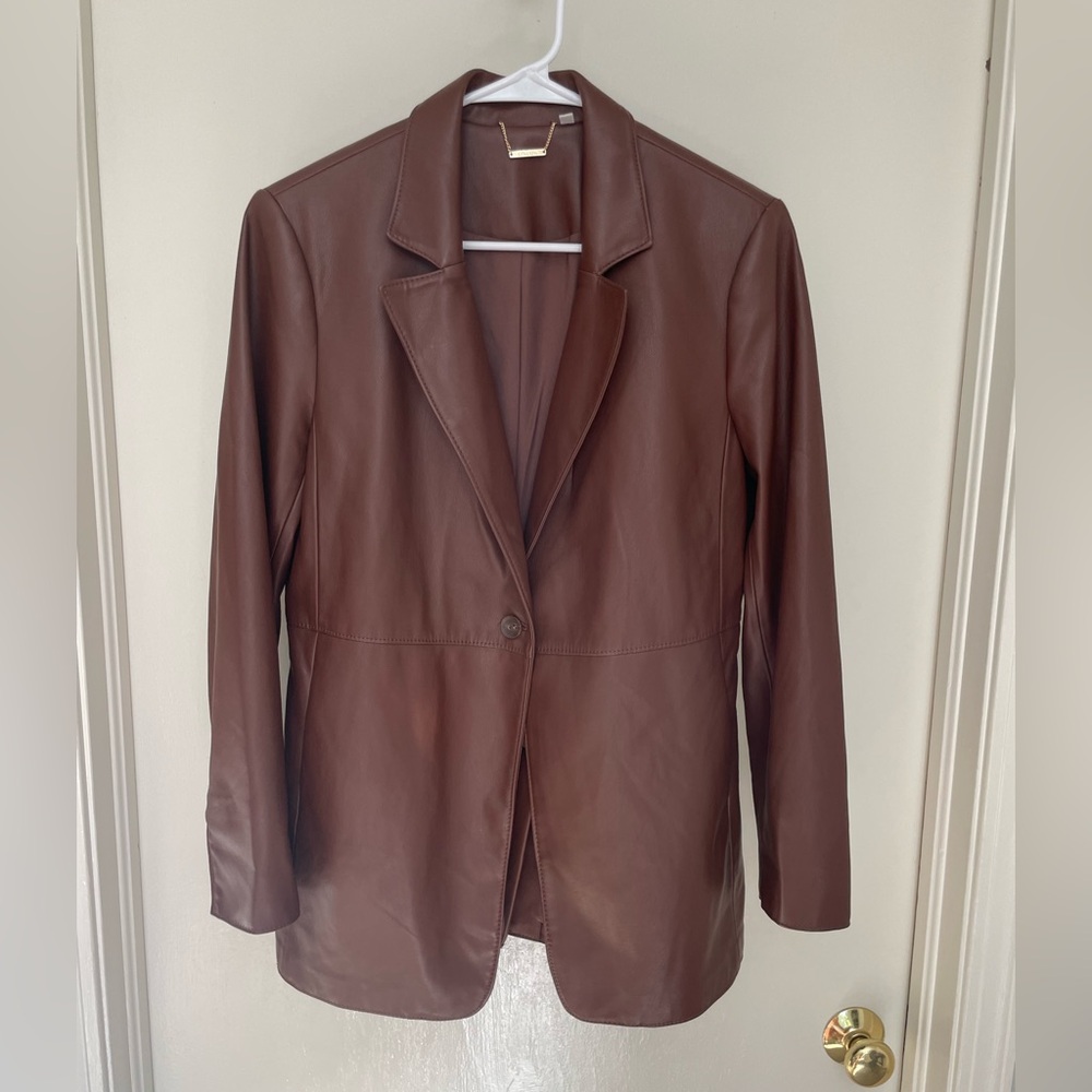Chico’s Dark Brown Leather Jacket Blazer - Size 8